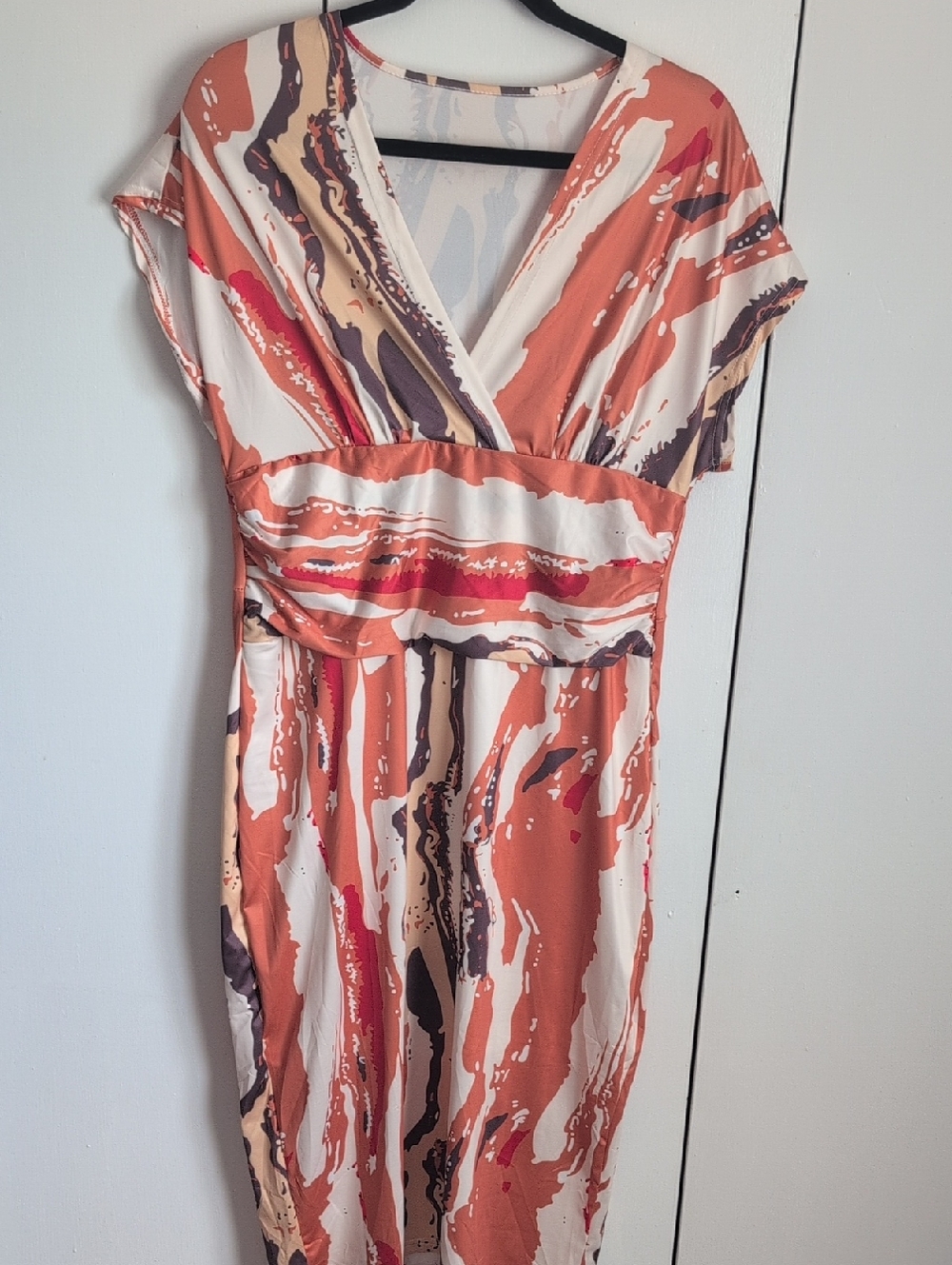 SHEIN Rust, Cream & Brown Abstract Midi Dress